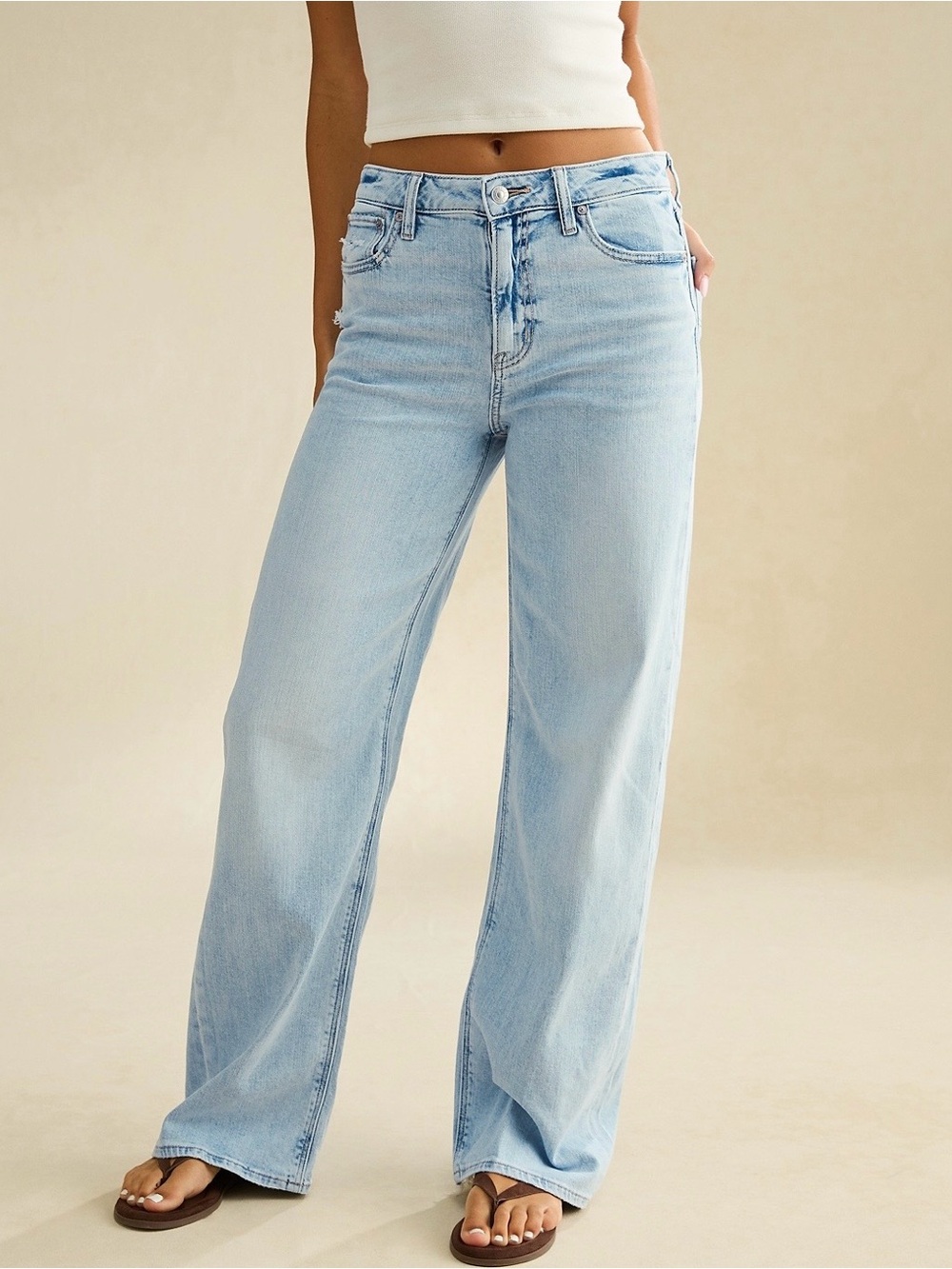 American Eagle Dreamy Drape Baggy Wide Leg in Salty Air colorway sz 6reg